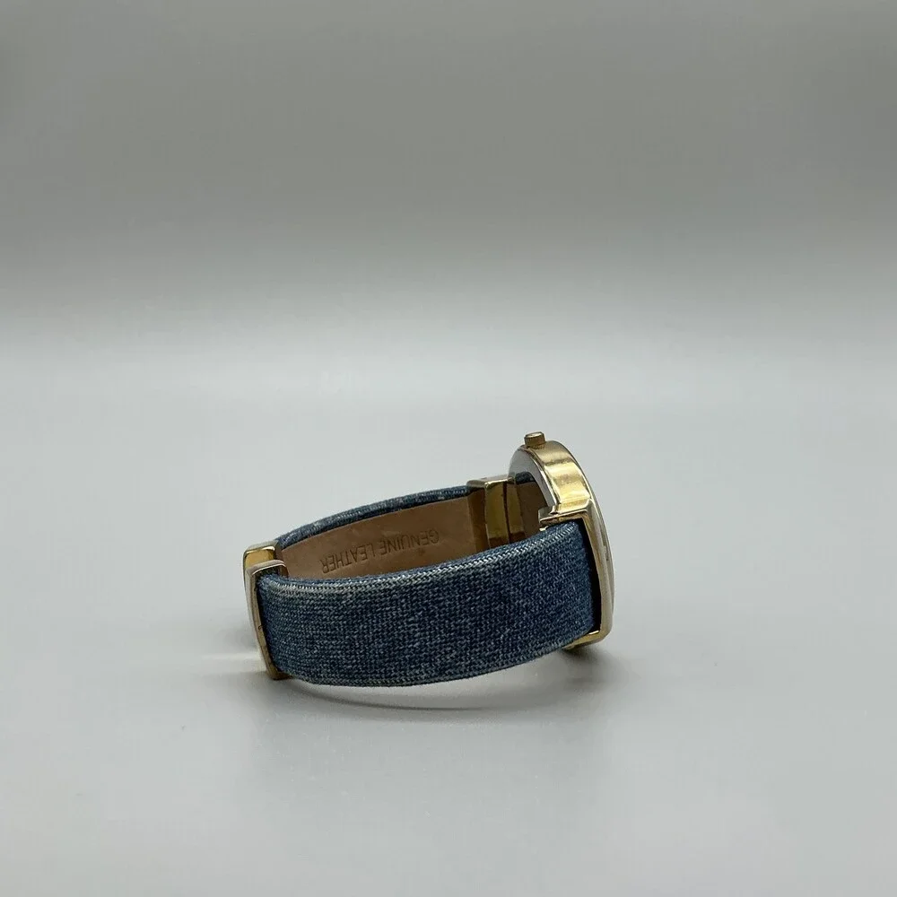 Joan Rivers Classics Womens Watch 36mm Blue Dial Gold Tone Denim New Battery